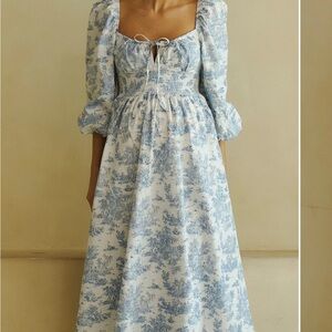 Elegant Blue and White Women's Dress